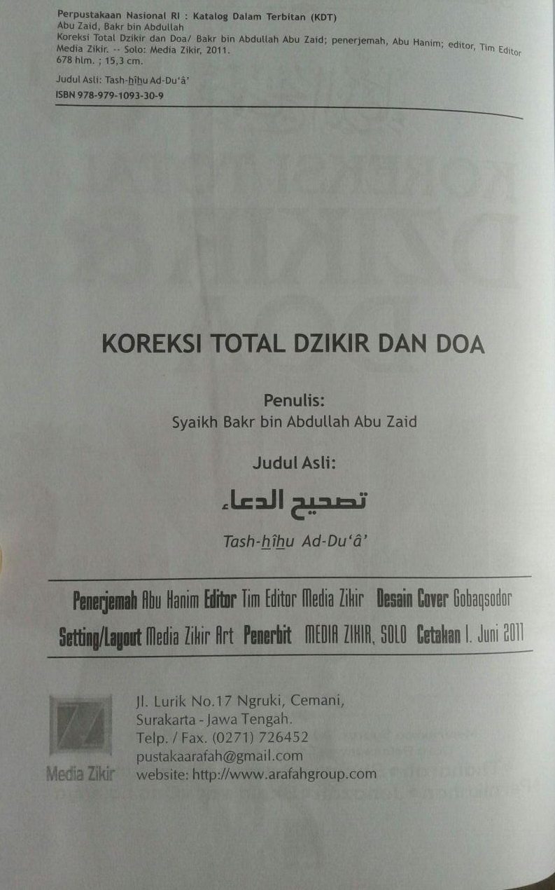 Buku Koreksi Total Dzikir Dan Doa 700 Koreksi Dalam Dzikir Doa isi 3
