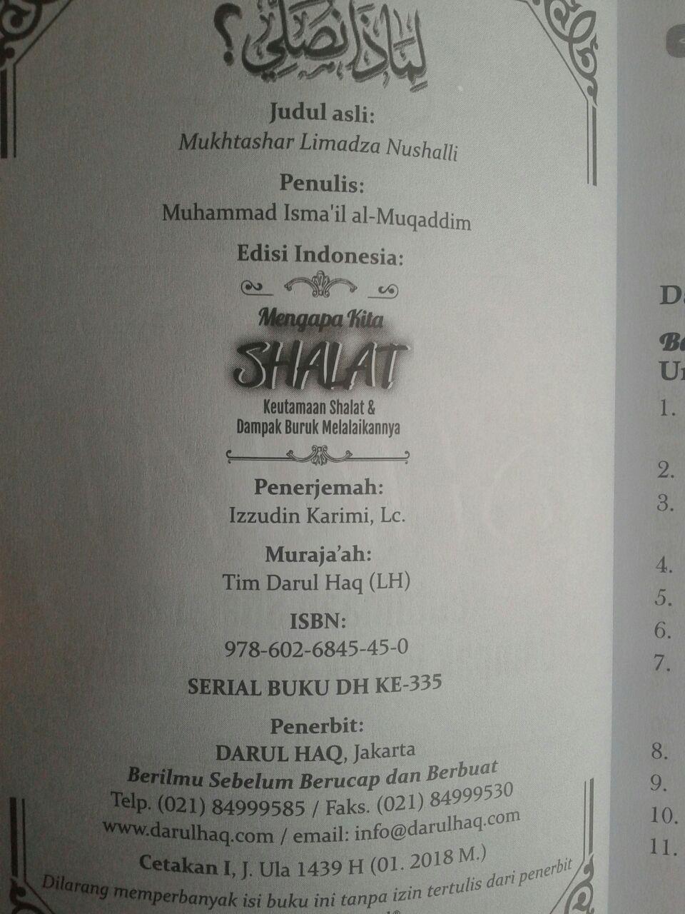 Buku Mengapa Kita Shalat Keutamaan Shalat Dan Dampak Buruk Melalaikannya isi