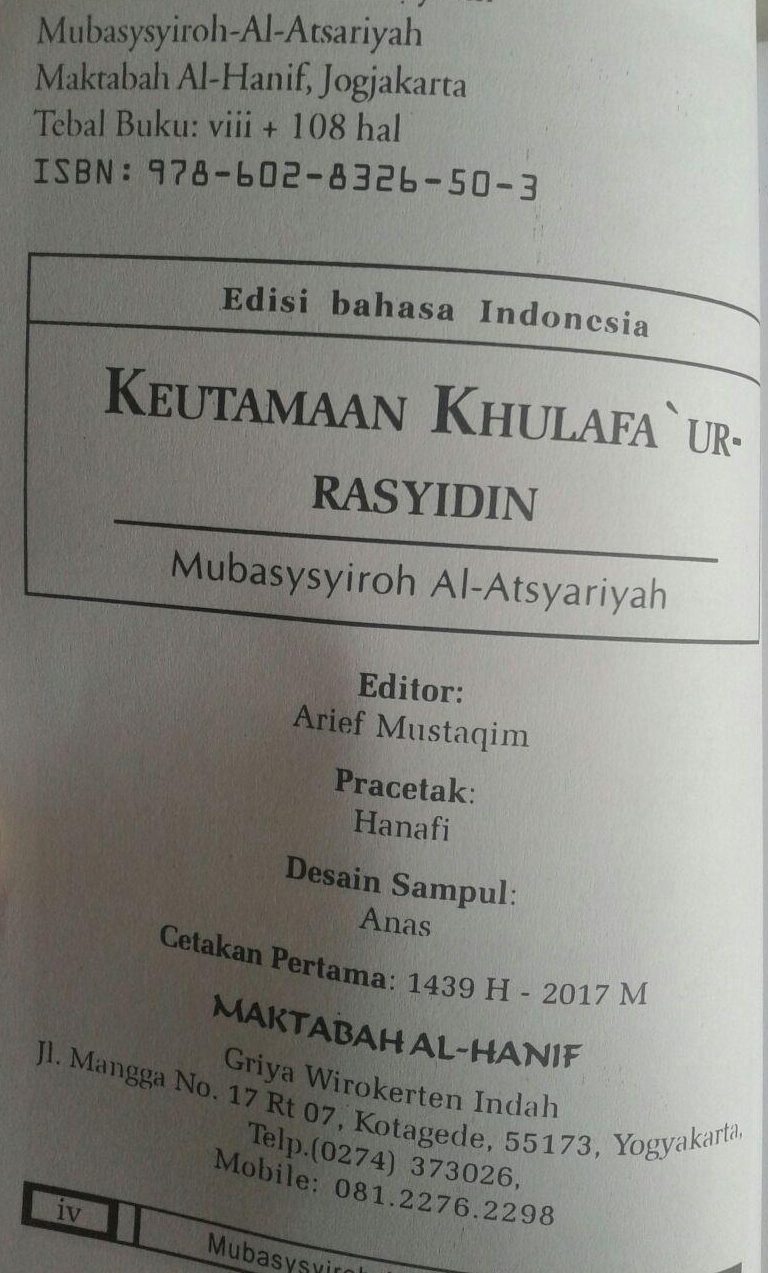 Buku Saku Keutamaan Khulafaur Rasyidin Dan Umar bin Abdul Aziz isi
