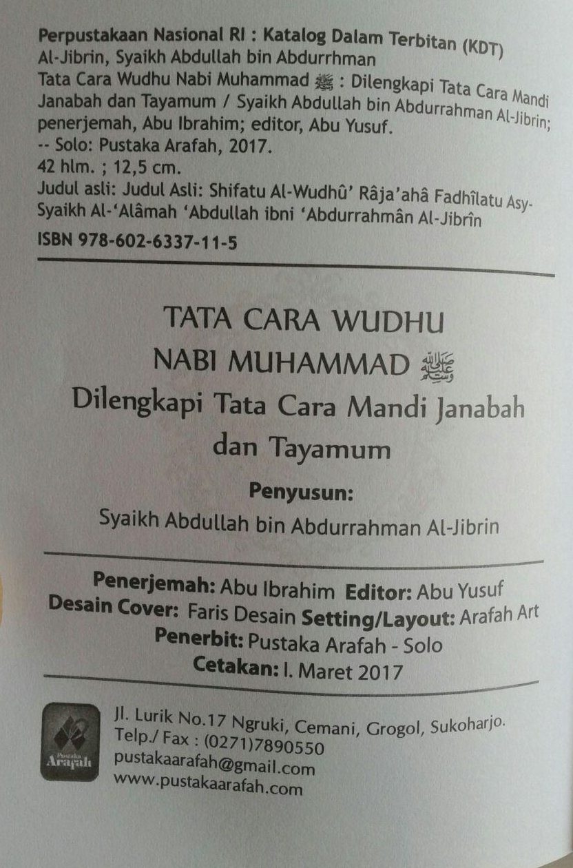 Buku Saku Tata Cara Wudhu Nabi Dilengkapi Mandi Janabah Tayamum isi 3