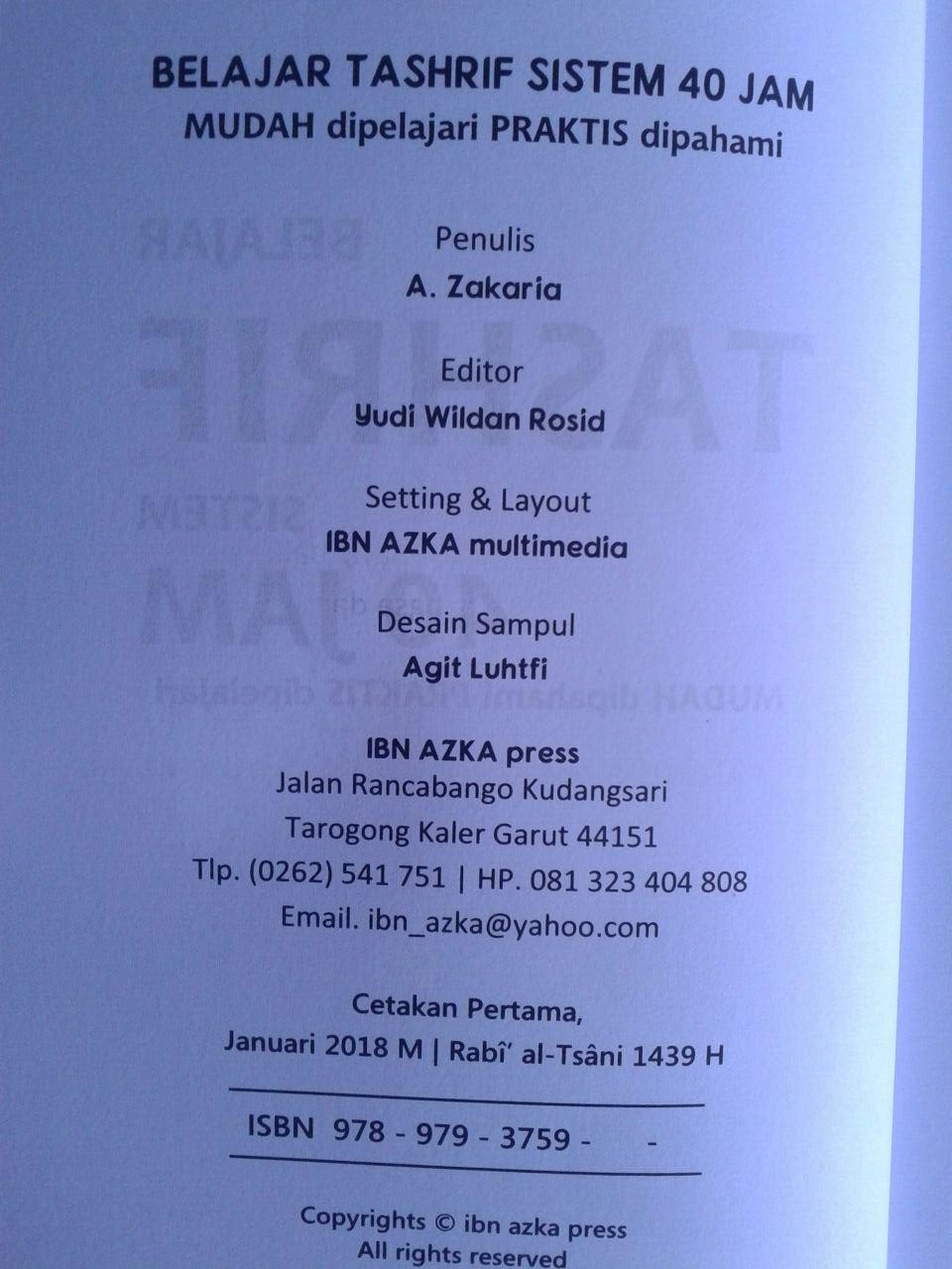 Buku Belajar Tashrif Sistem 40 Jam isi