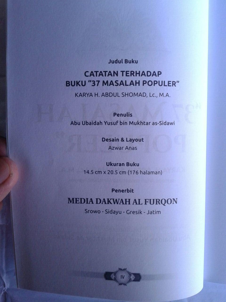 Buku Catatan Terhadap Buku 37 Masalah Populer isi 3