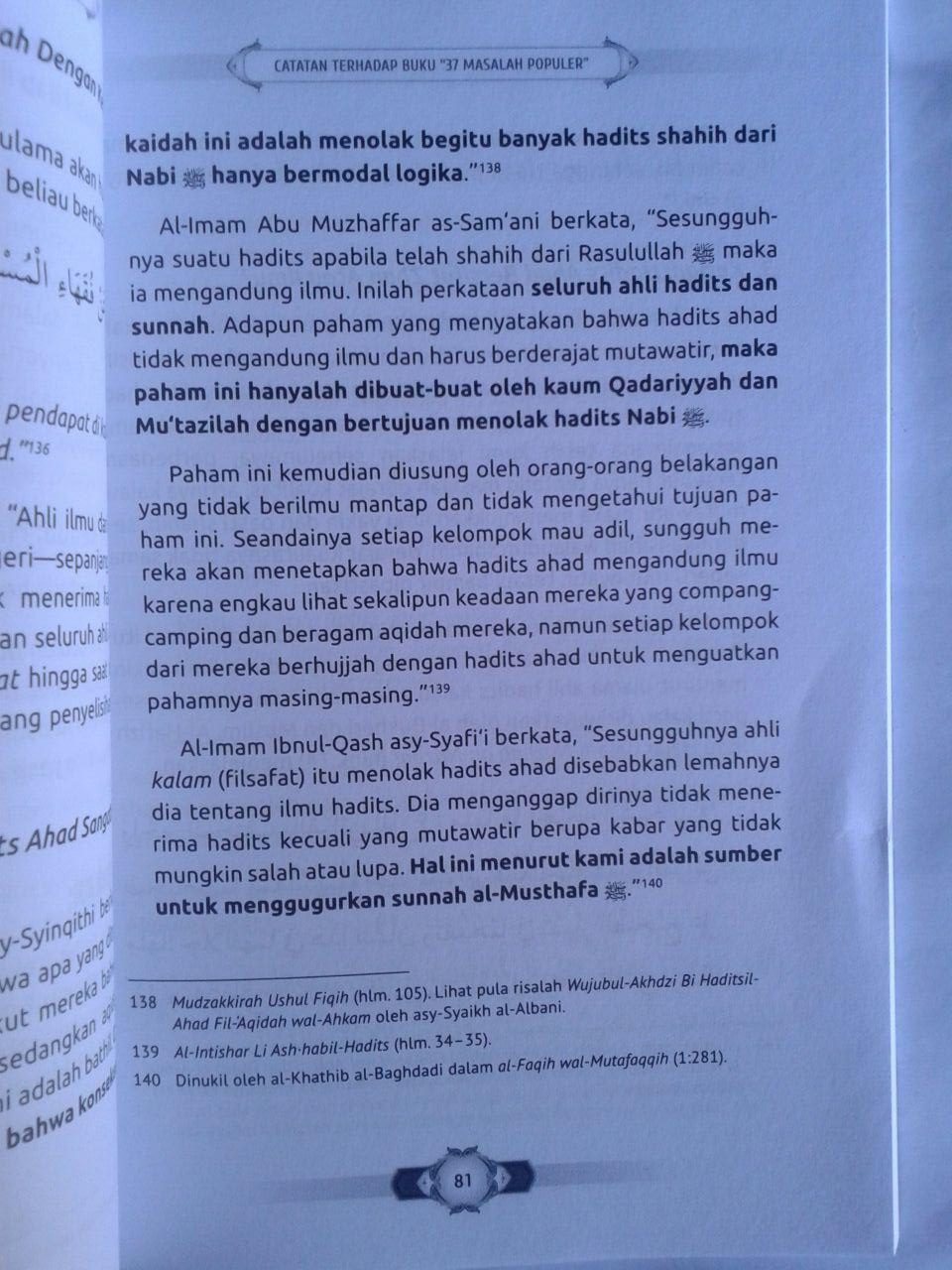 Buku Catatan Terhadap Buku 37 Masalah Populer isi