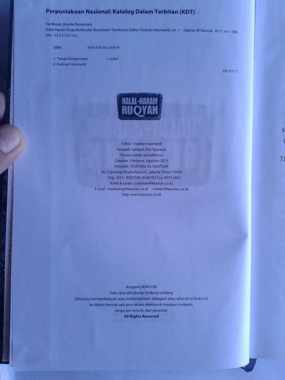 Buku Halal Haram Ruqyah Tuntunan Syariah Mengatasi Sihir isi 2