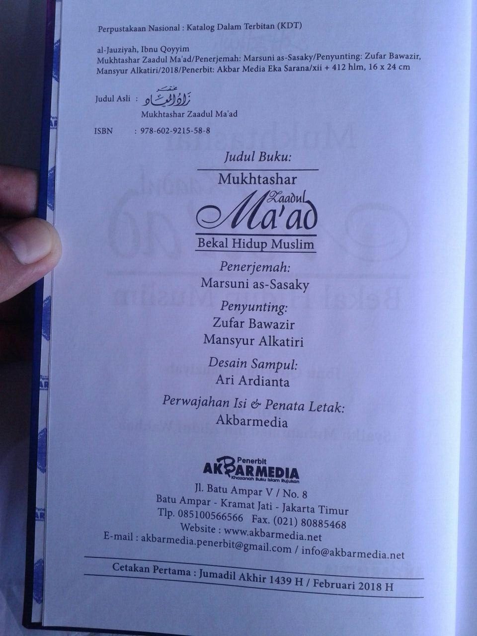 Buku Mukhtashar Zaadul Maad Bekal Hidup Muslim isi 3