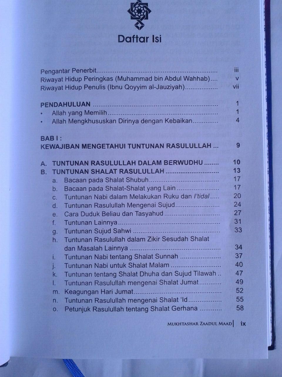 Buku Mukhtashar Zaadul Maad Bekal Hidup Muslim isi