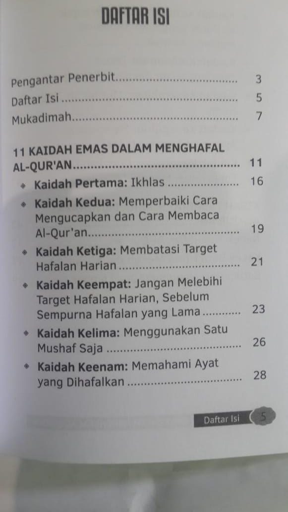 Buku Saku 11 Kaidah Emas Menghafal Al-Qur'an isi 2