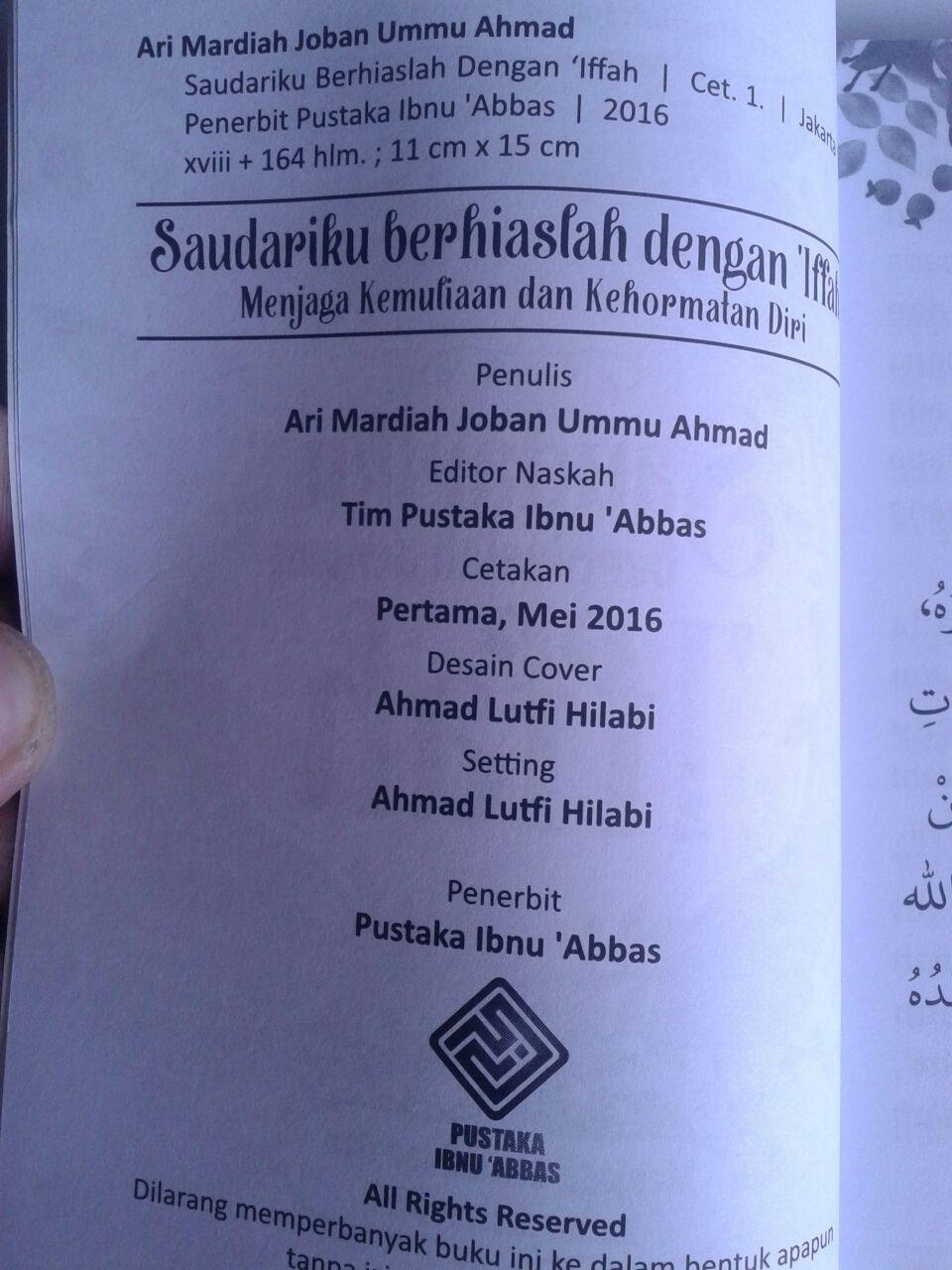 Buku Saudariku Berhiaslah Dengan Iffah Kehormatan Diri isi 2