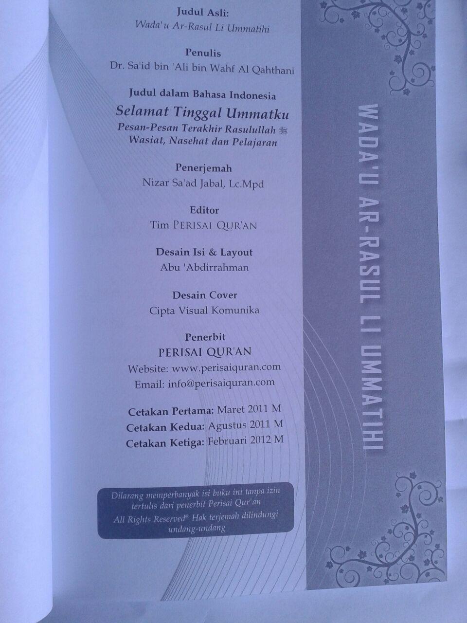 Buku Selamat Tinggal Umatku Pesan Pesan Terakhir Rasulullah isi 2