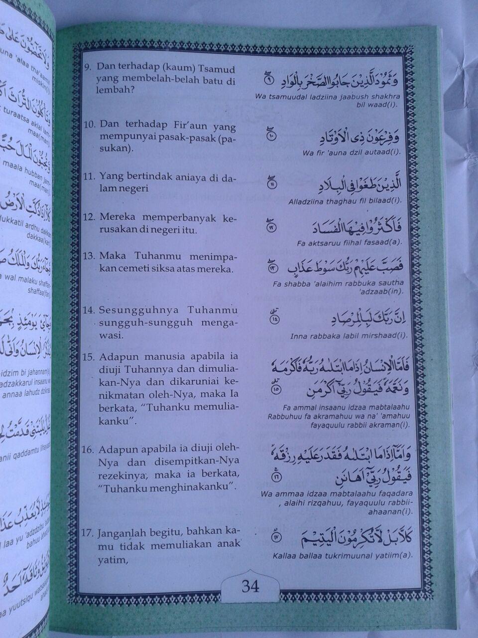 Buku Terjemah Juz Amma Disertai Lafal Transliterasi Ukuran A4 isi