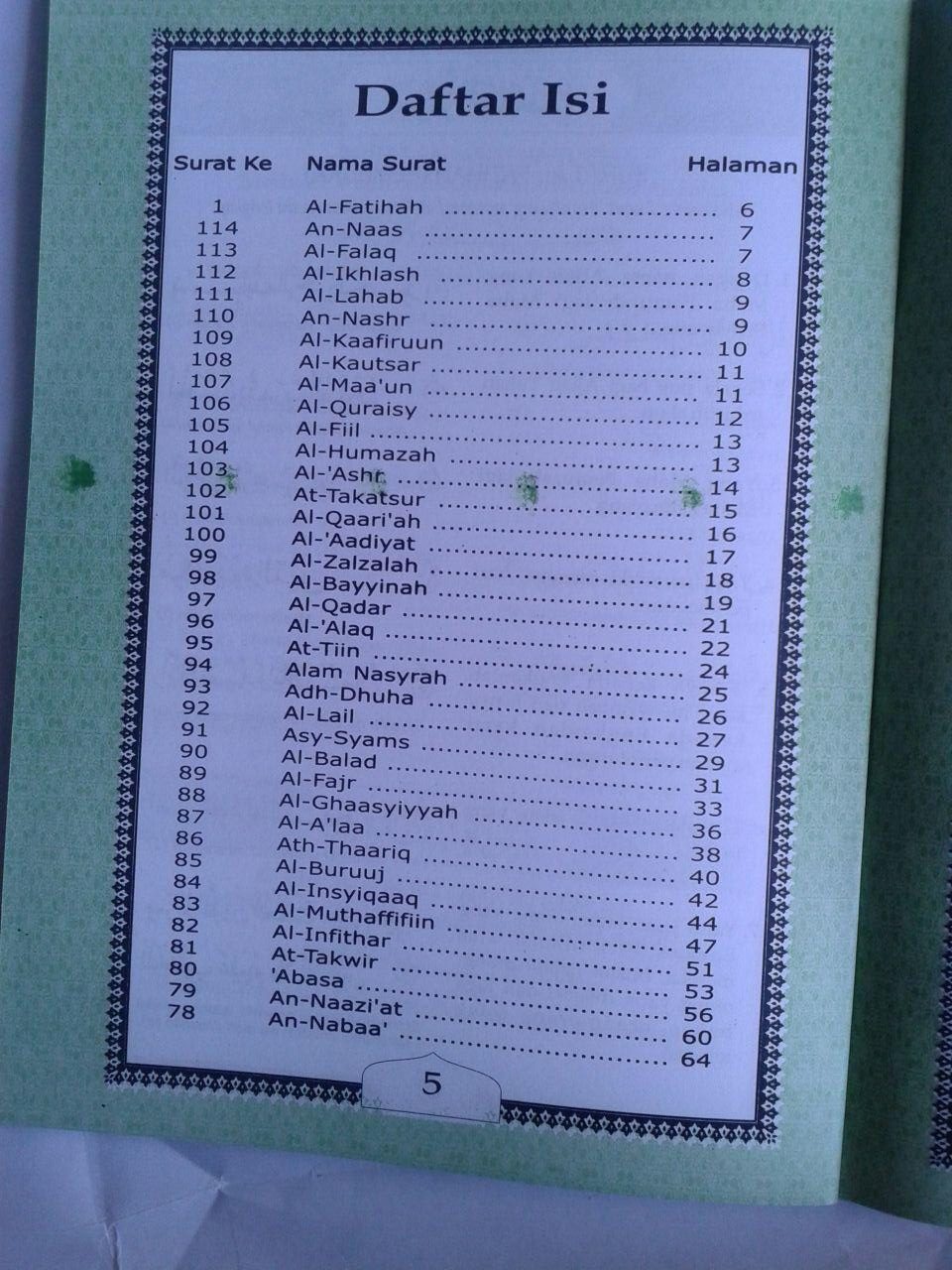 Buku Terjemah Juz Amma Disertai Lafal Transliterasi Ukuran A5 isi 2