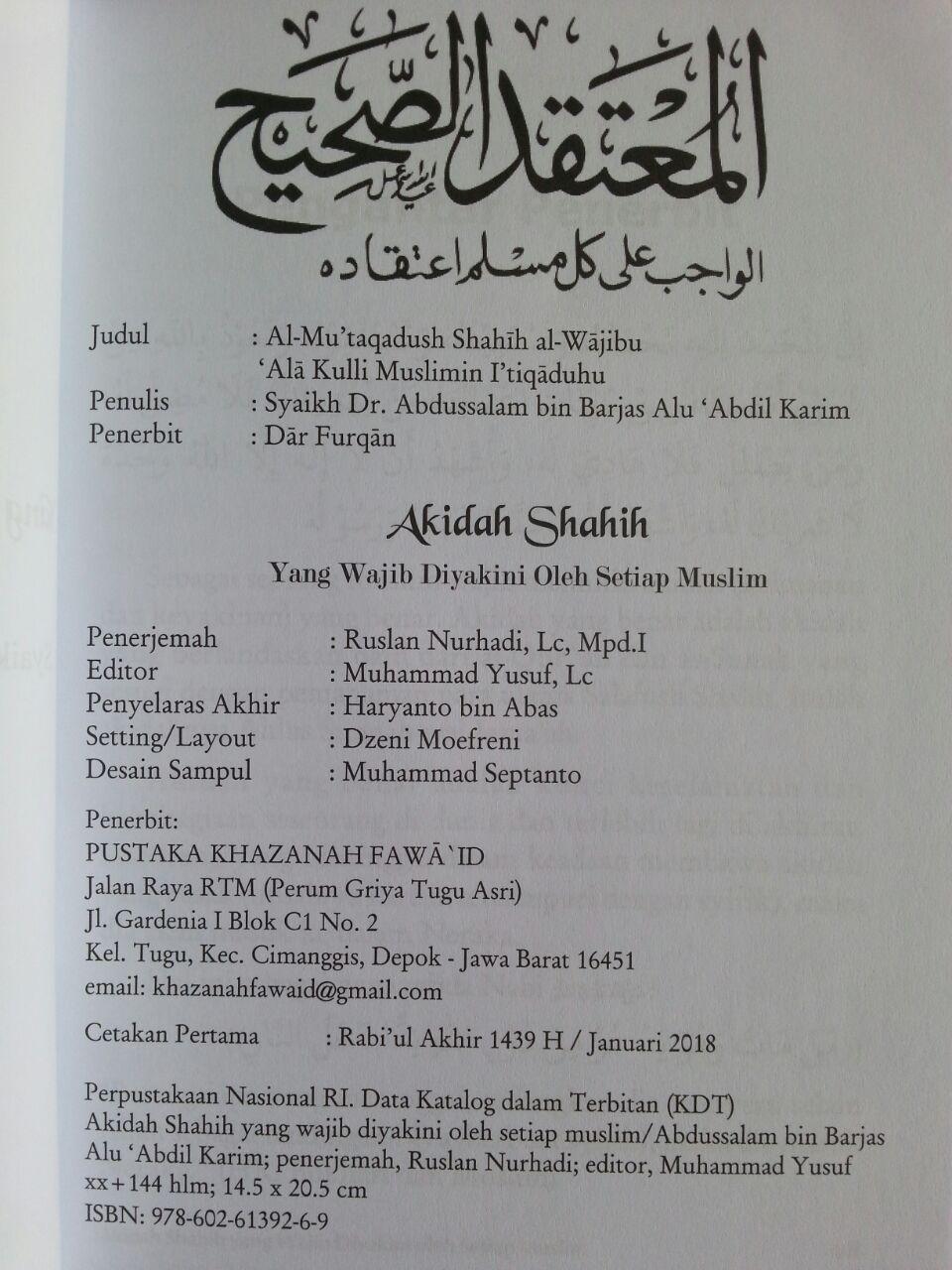 Buku Aqidah Shahih Yang Wajib Diyakini Oleh Setiap Muslim isi 2