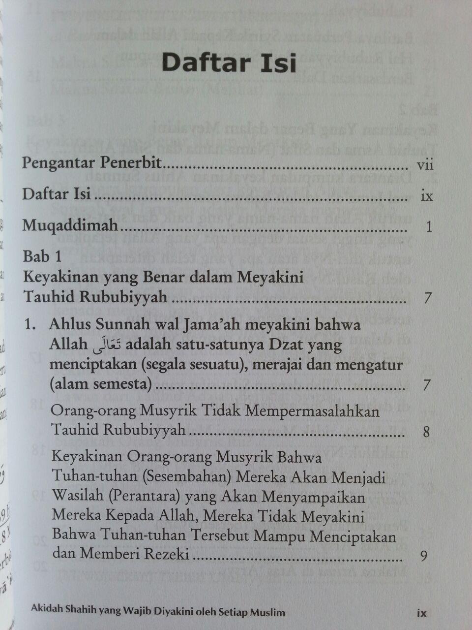 Buku Aqidah Shahih Yang Wajib Diyakini Oleh Setiap Muslim isi
