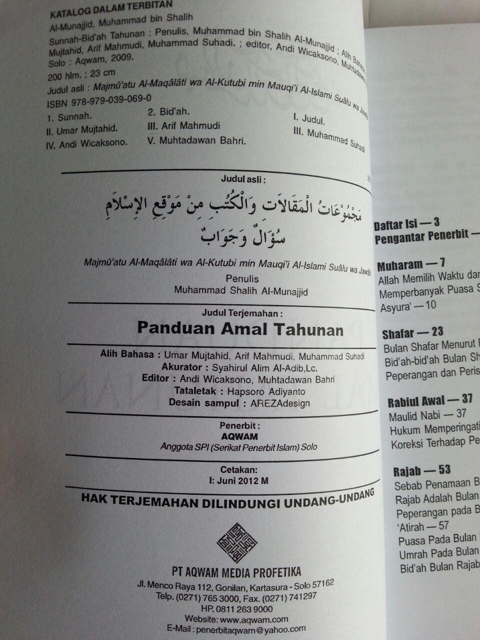 Buku Panduan Amal tahunan Antara Yang Sunnah Dan Bid'ah isi