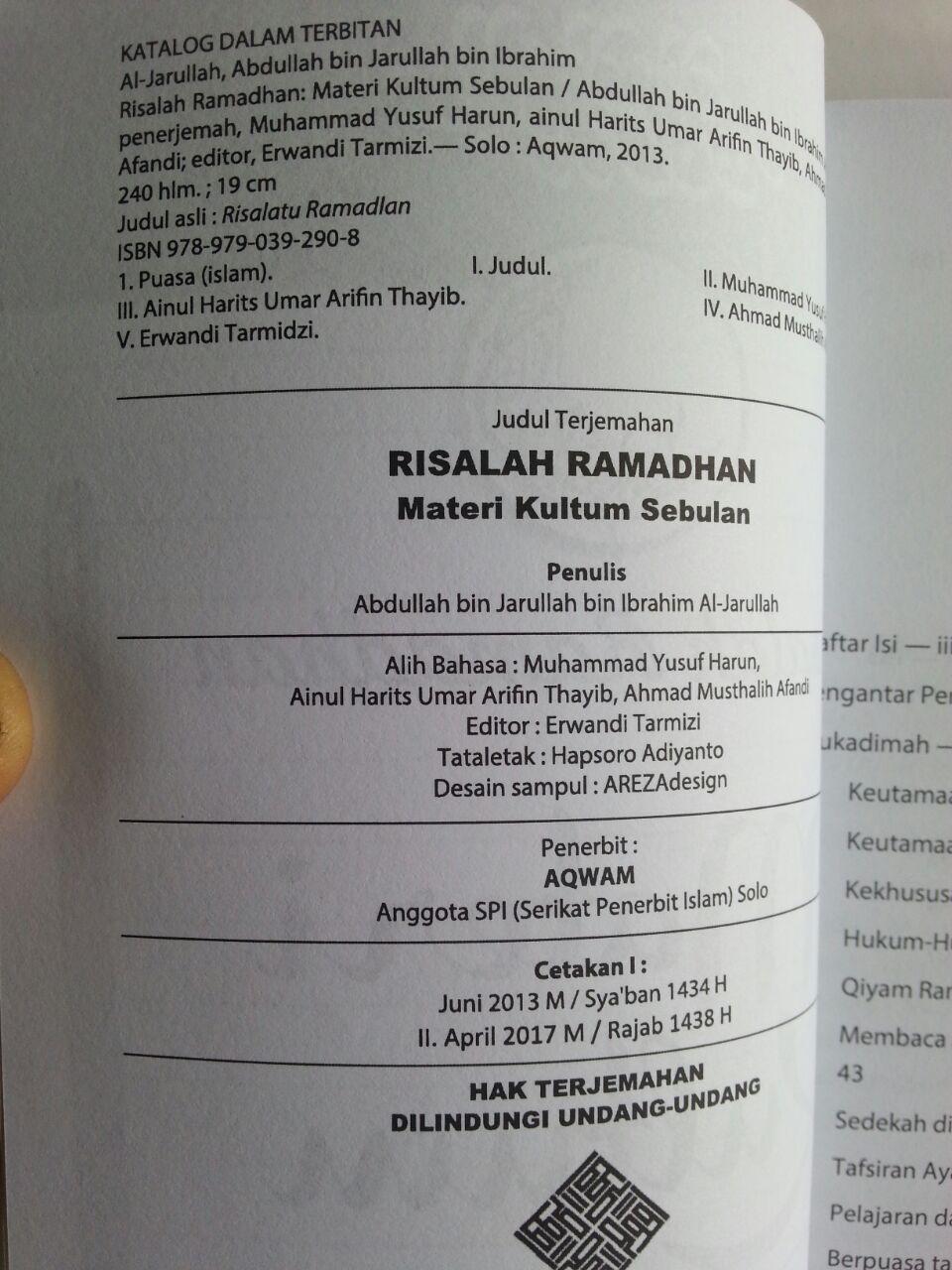 Buku Risalah Ramadhan Materi Kultum Sebulan isi
