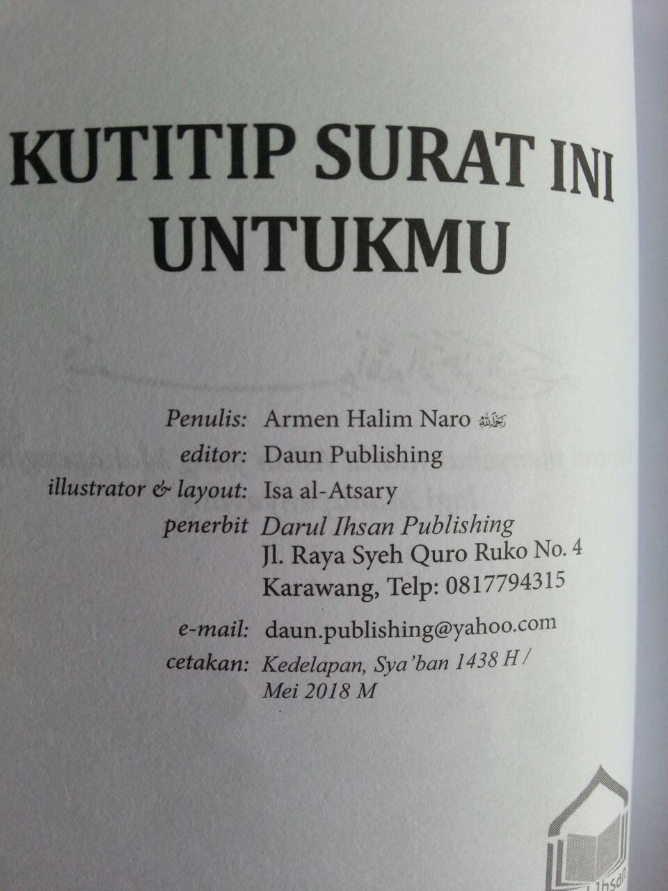 Buku Saku Kutitip Surat Ini Untukmu isi
