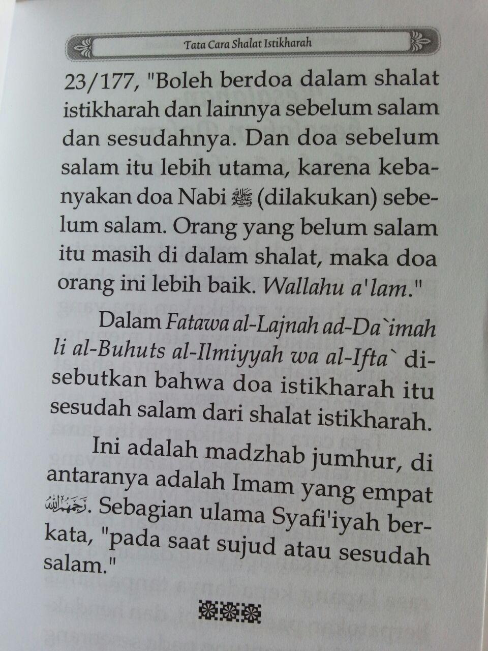Buku Saku Tuntunan Shalat Istikharah Sesuai Sunnah Nabi isi