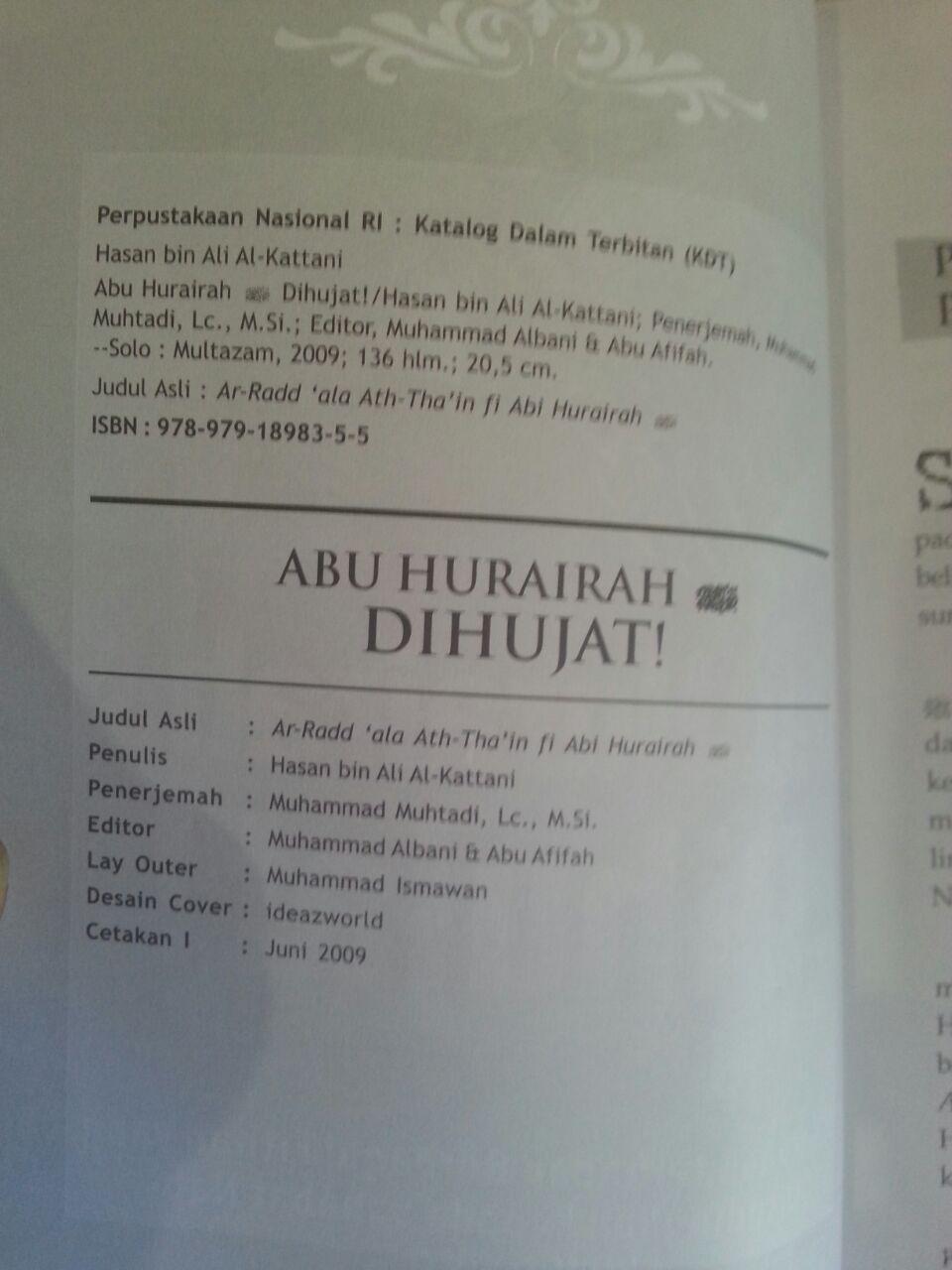 Buku Abu Hurairah Dihujat Bantahan Terhadap Berbagai Fitnah isi 2