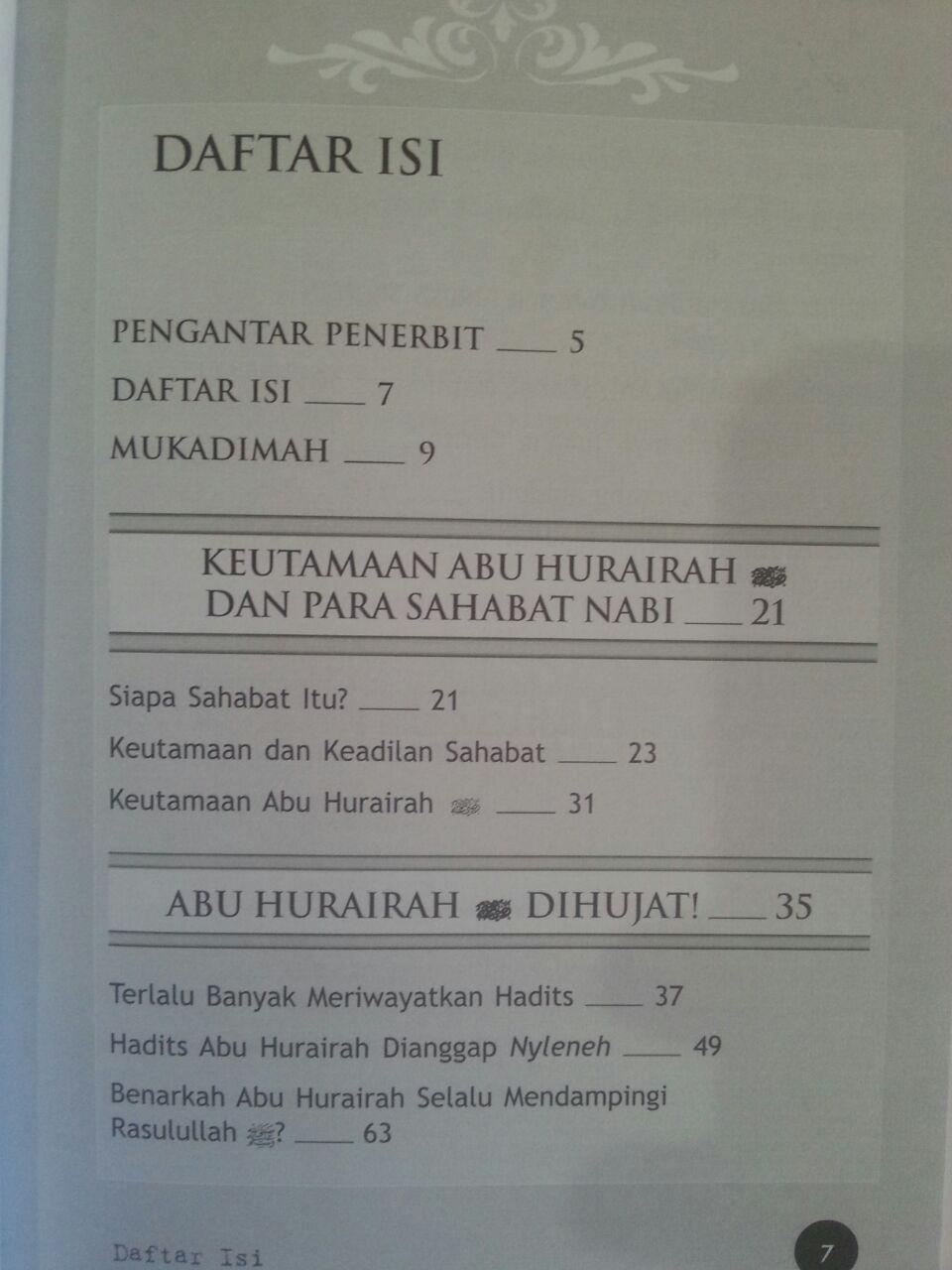 Buku Abu Hurairah Dihujat Bantahan Terhadap Berbagai Fitnah isi