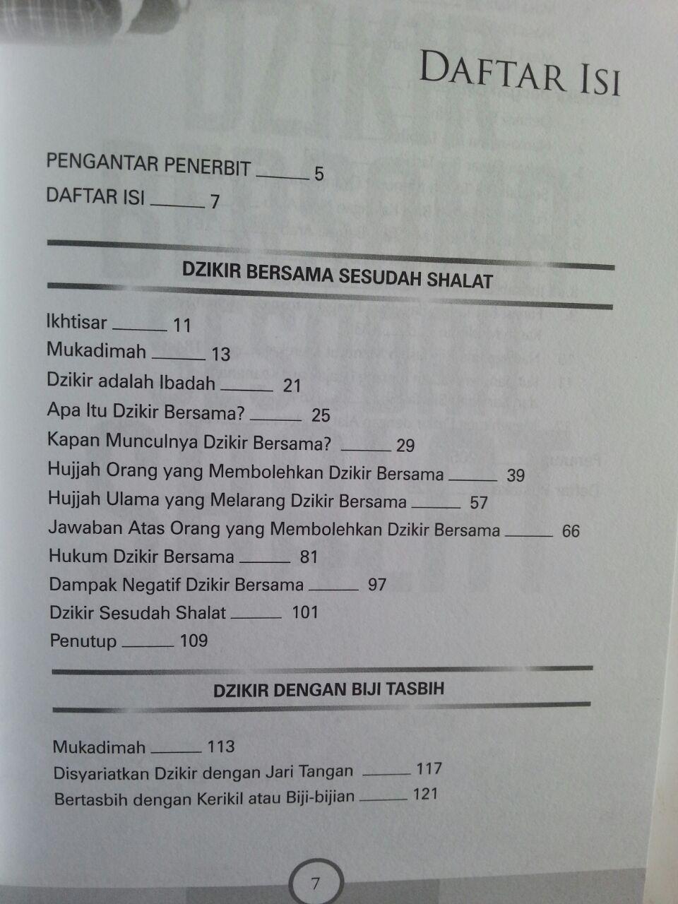 Buku Berdzikir Sesuai Sunnah Nabi Kajian Lengkap Seputar Dzikir Bersama isi