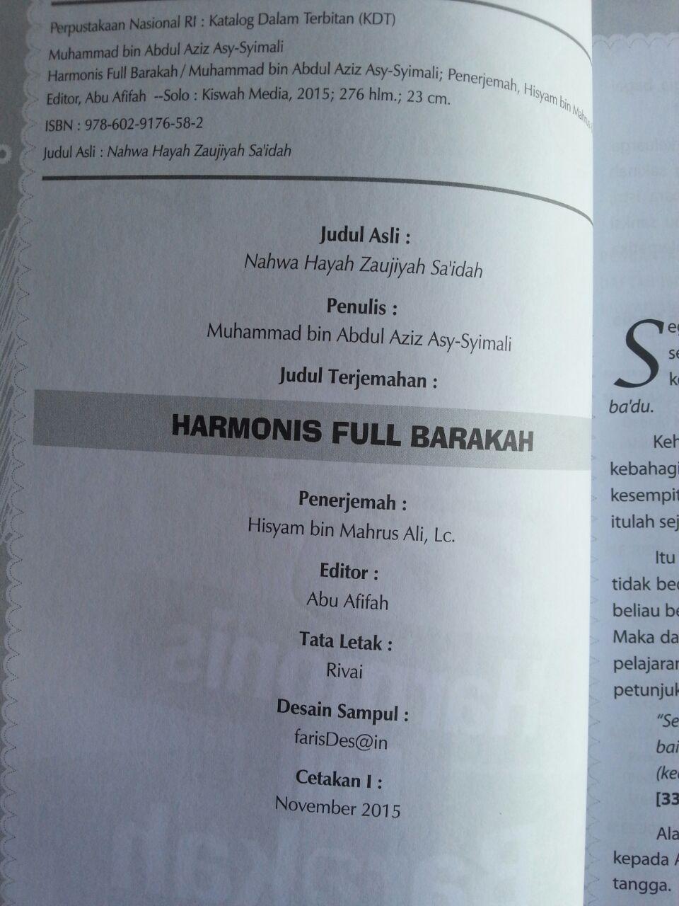 Buku Harmonis Full Barakah Cara Nabi Mewujudkan Keharmonisan isi
