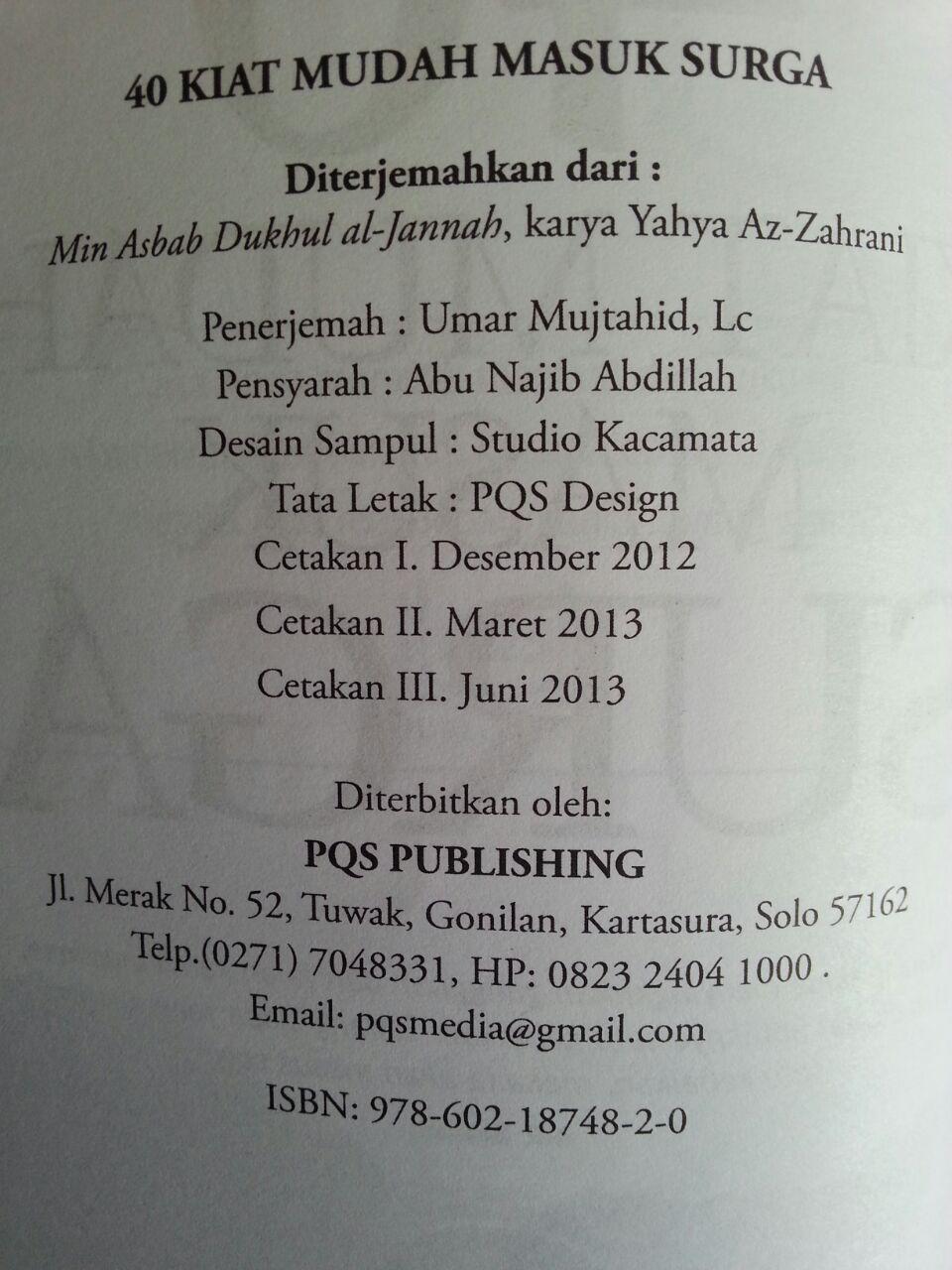 Buku 40 Kiat Mudah Masuk Surga Ringan Dan Mudah Diamalkan isi