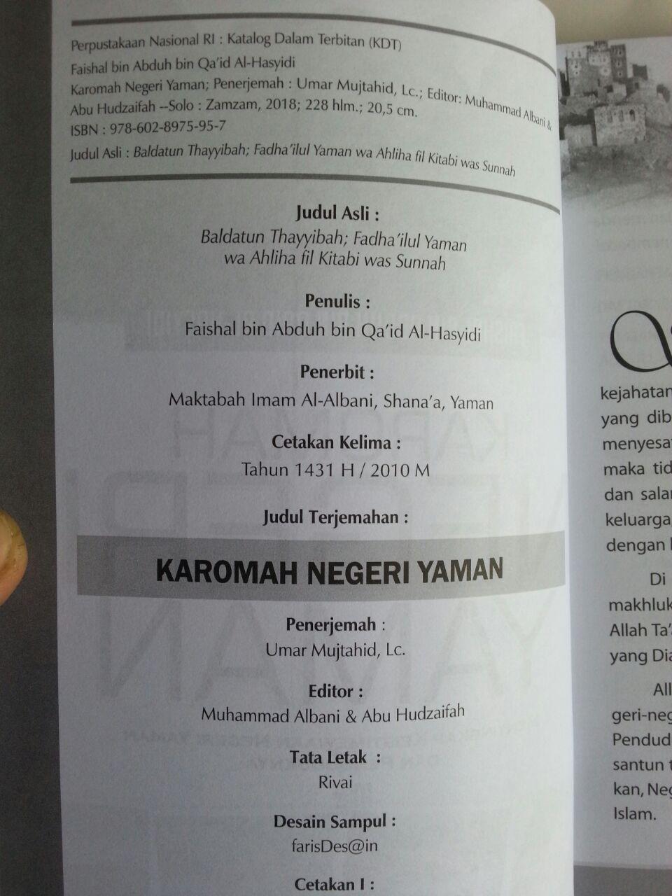 Buku Karomah Negeri Yaman Keistimewaan Yaman Dan Penduduknya isi