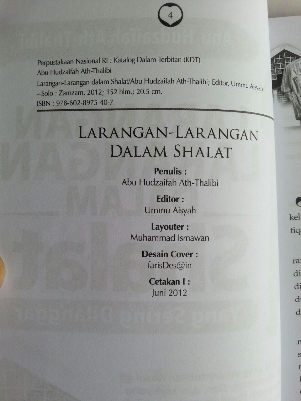 Buku Larangan-Larangan Dalam Shalat Yang Sering Dilanggar isi