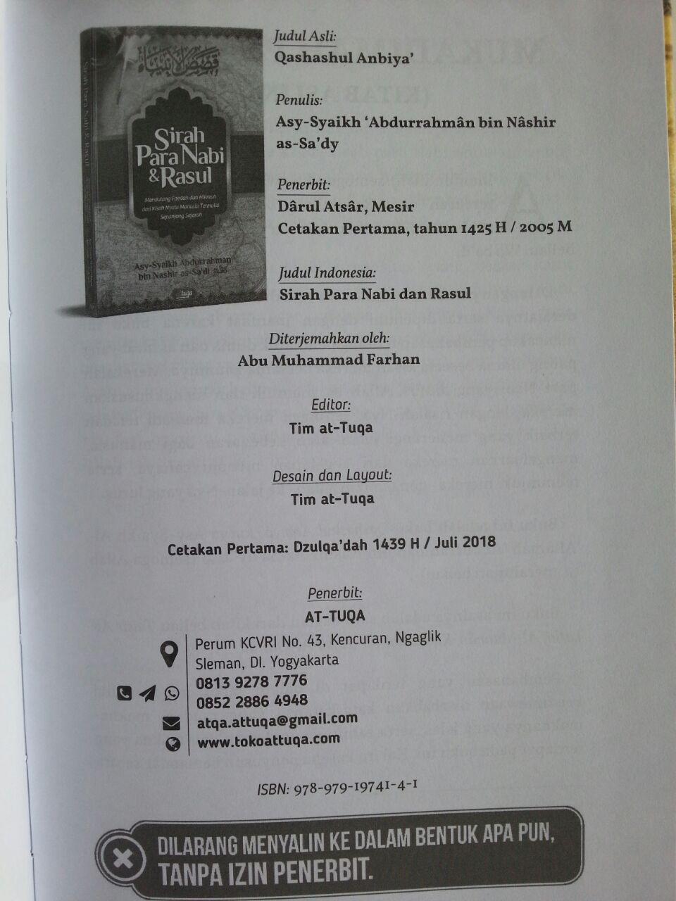 Buku Sirah Para Nabi Dan Rasul Mendulang Faedah Dan Hikmah isi