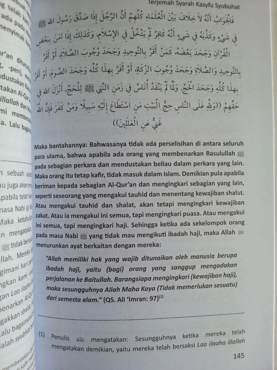 Buku Terjemah Syarah Kasyfu Asy Syubuhat Kerancuan Aqidah isi 3