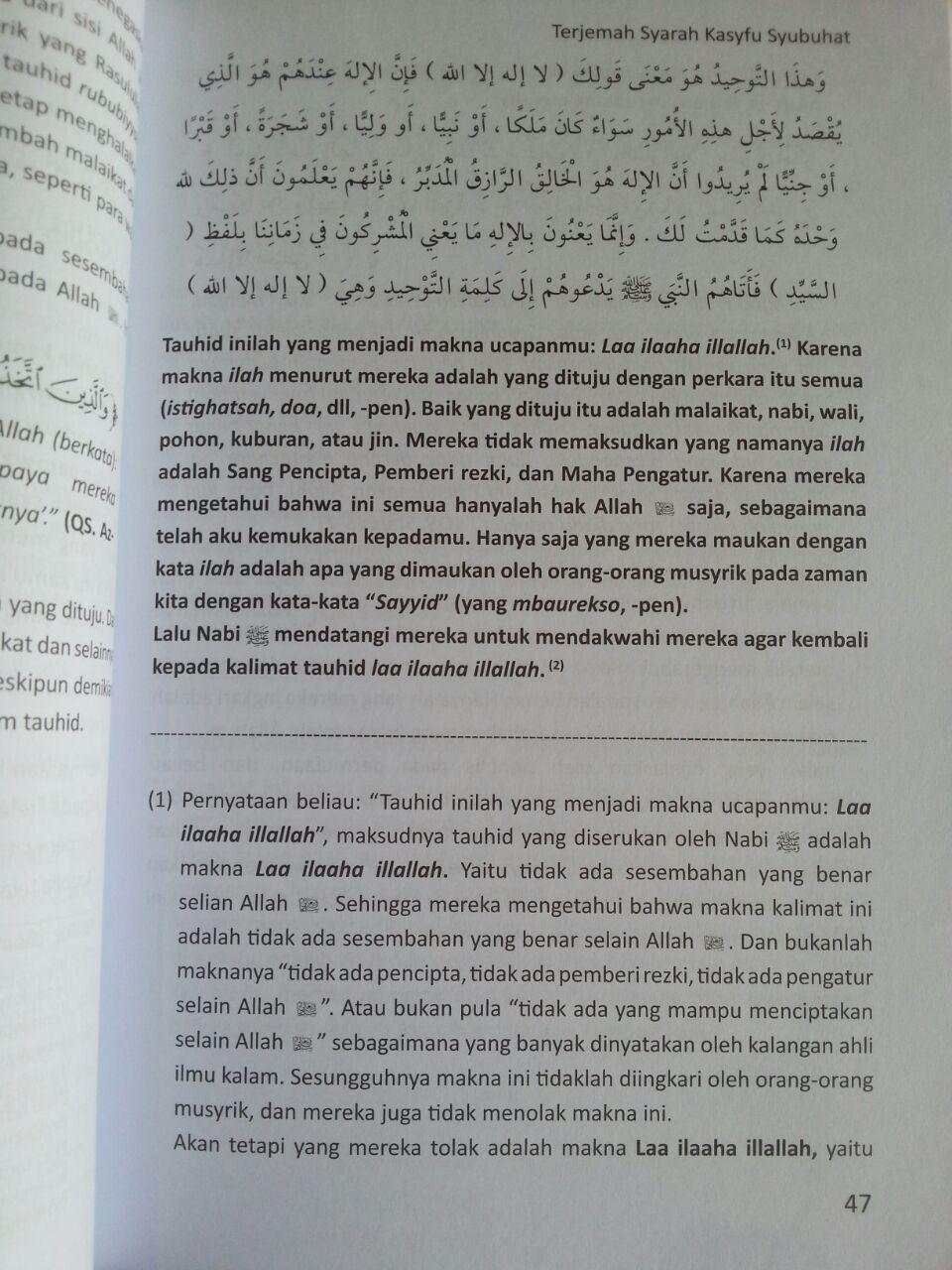Buku Terjemah Syarah Kasyfu Asy Syubuhat Kerancuan Aqidah isi