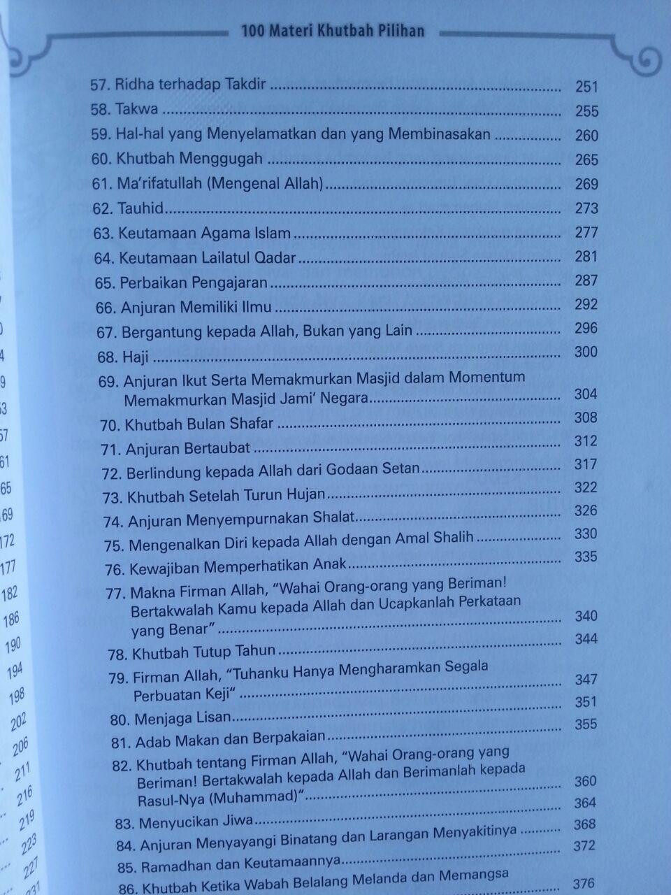 Buku 100 Materi Khutbah Pilihan isi