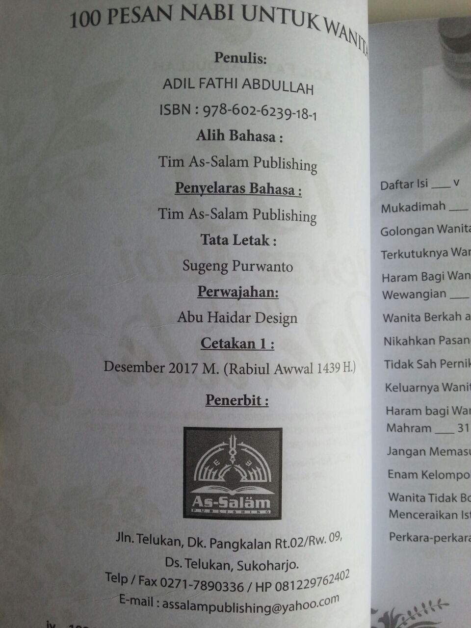 Buku 100 Pesan Nabi Untuk Wanita isi