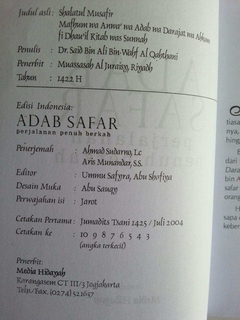 Buku Adab Safar Perjalanan Penuh Berkah isi