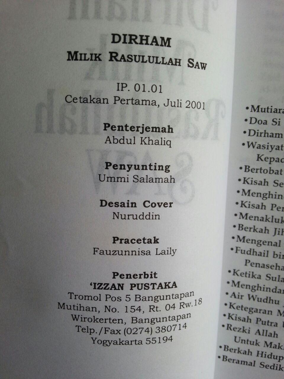 Buku Dirham Milik Rasulullah Bekerja Memenuhi Kebutuhan Hidup isi