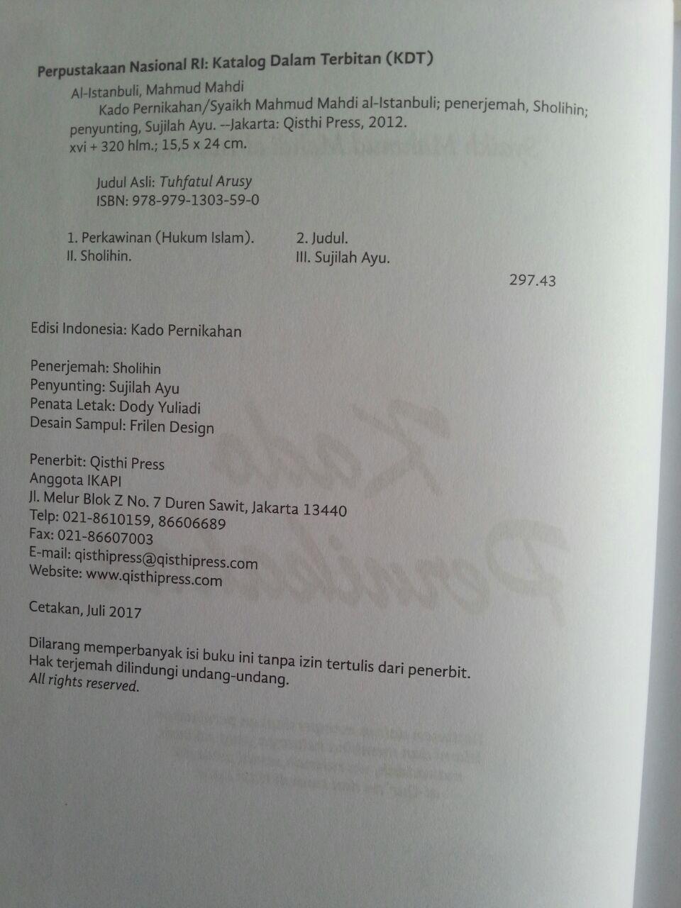 Buku Kado Perkawinan Tuntunan Mempersiapkan Pernikahan Islami isi