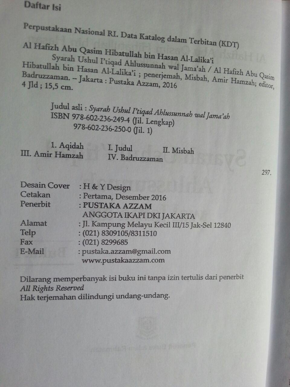 Buku Syarah Ushul I'tiqad Ahlussunnah Wal Jama'ah Set 8 Jilid 1 isi