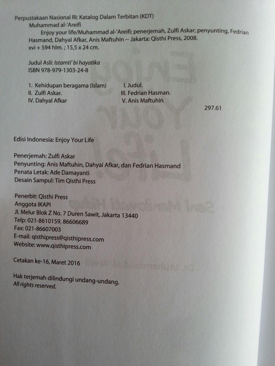 Buku Enjoy Your Life Seni Menikmati Hidup isi