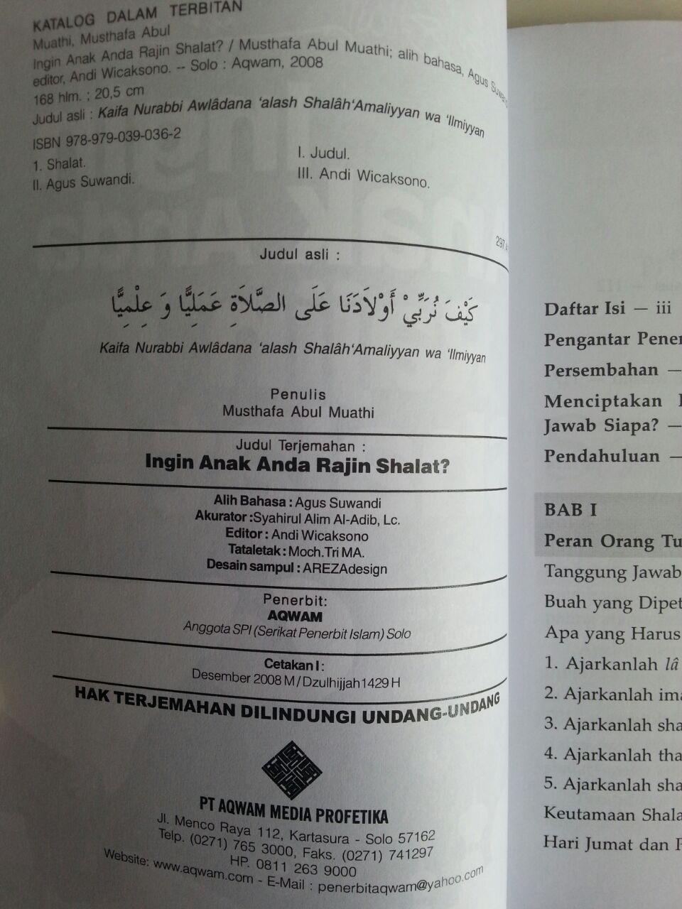 Buku Ingin Anak Anda Rajin Shalat Pendidikan Agama Untuk Anak isi