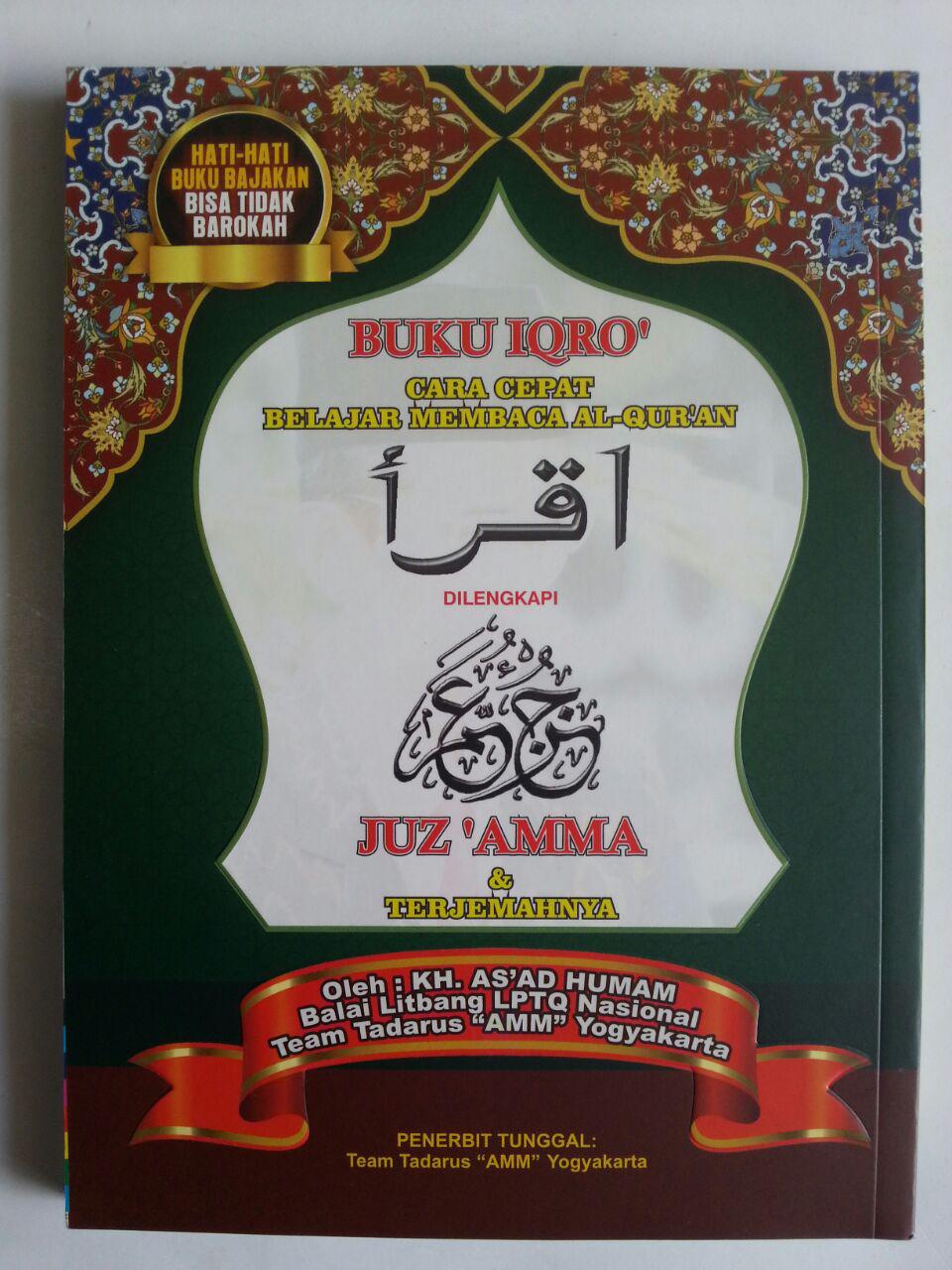 Buku Iqro Cara Cepat Belajar Membaca Al-Quran Plus Juz Amma Terjemah 2 Warna cover