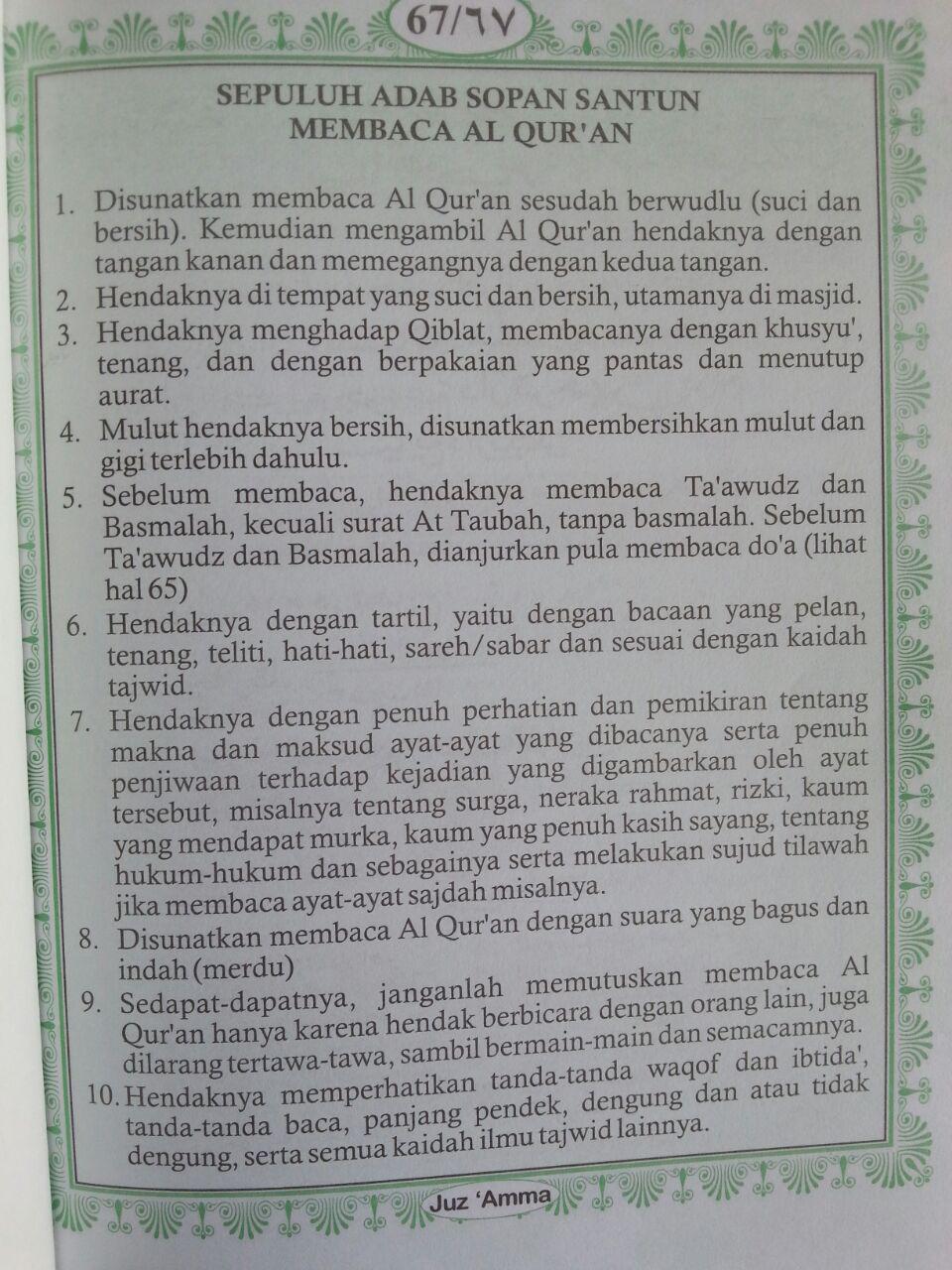Buku Iqro Cara Cepat Belajar Membaca Al-Quran Plus Juz Amma Terjemah 2 Warna isi