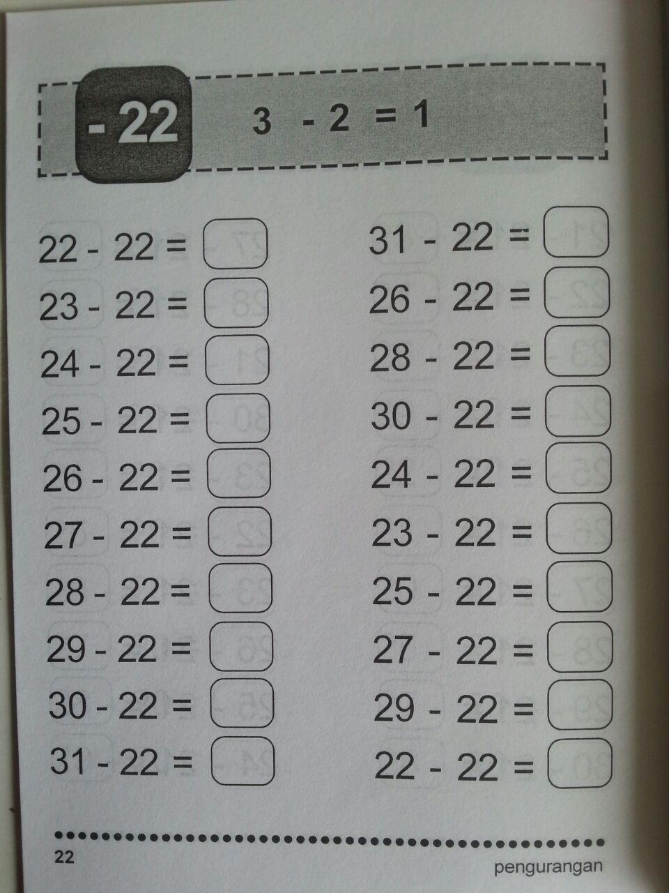 Buku Mahir Berhitung Pengurangan Untuk Anak-Anak isi 2