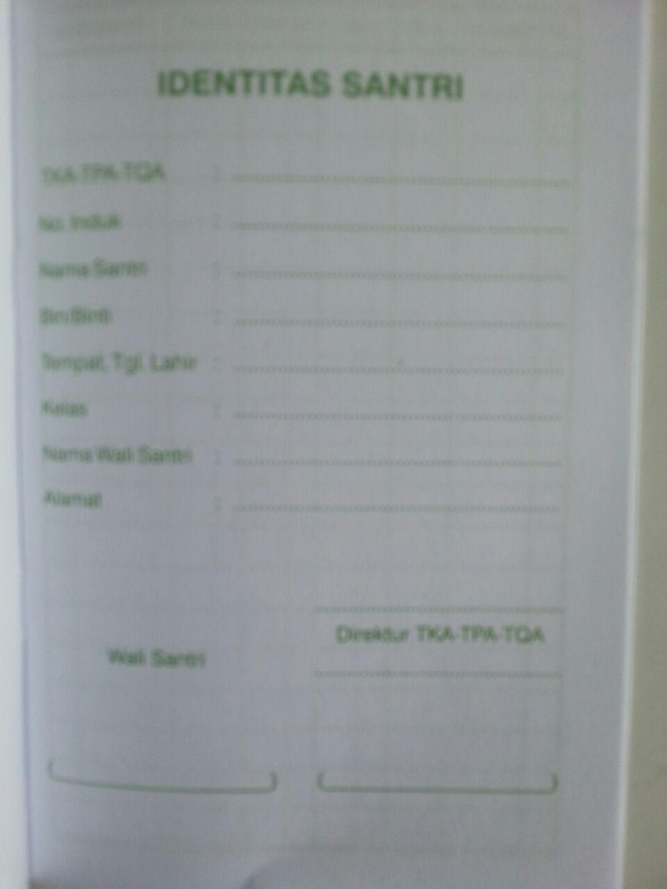 Buku Prestasi Iqro Pegangan Santri isi