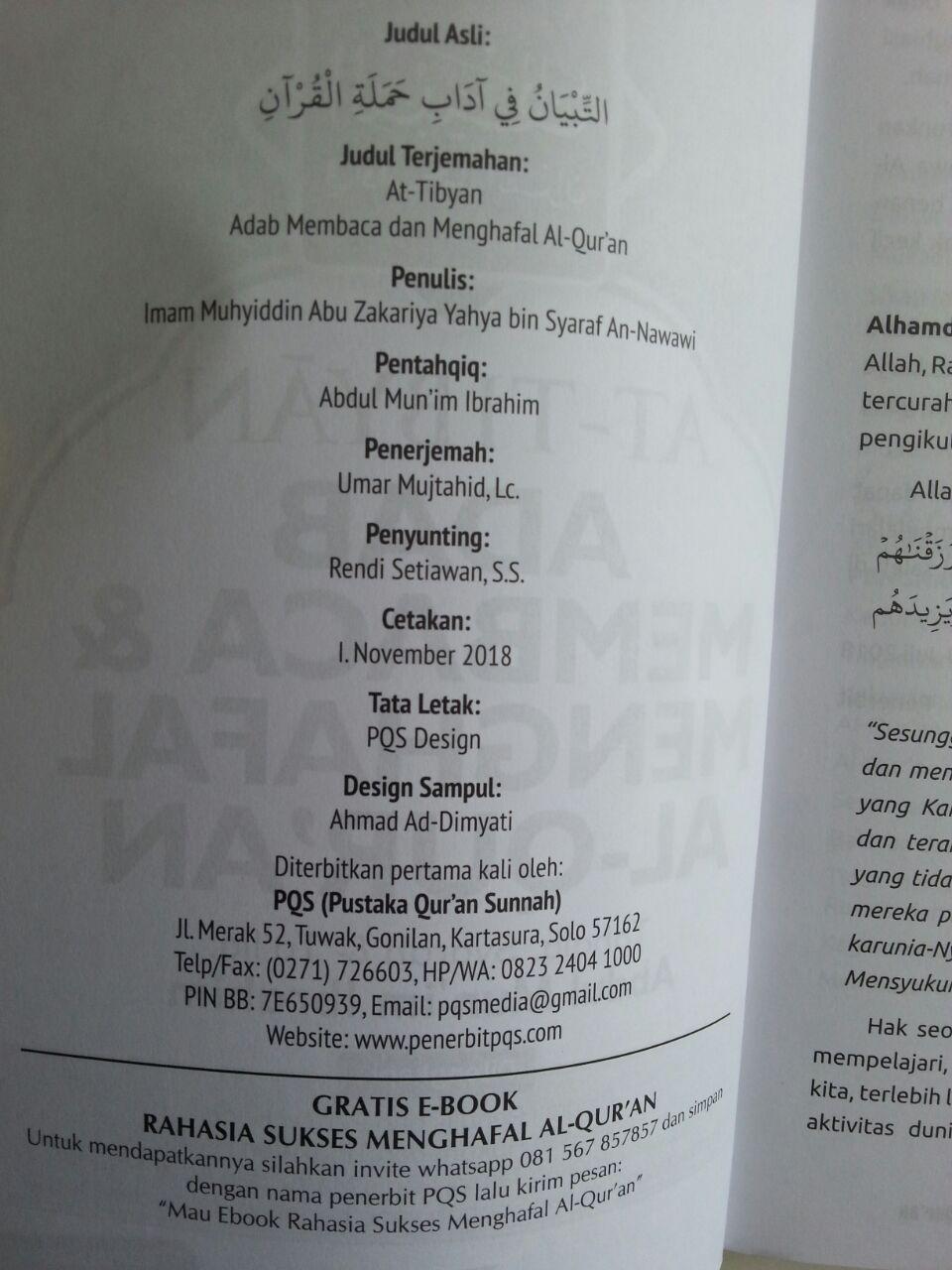 Buku At-Tibyan Adab Membaca Dan Menghafal Al-Qur'an isi 2