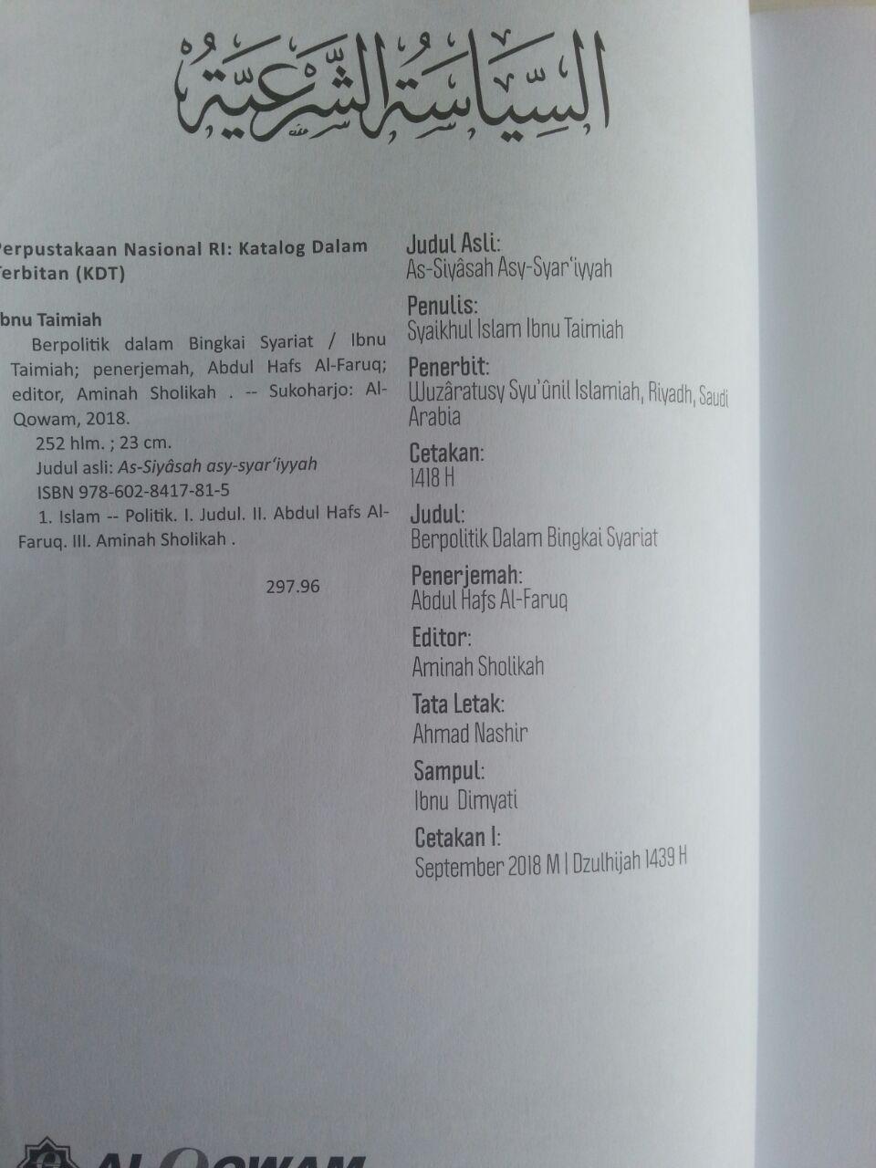 Buku Berpolitik Dalam Bingkai Syariat isi