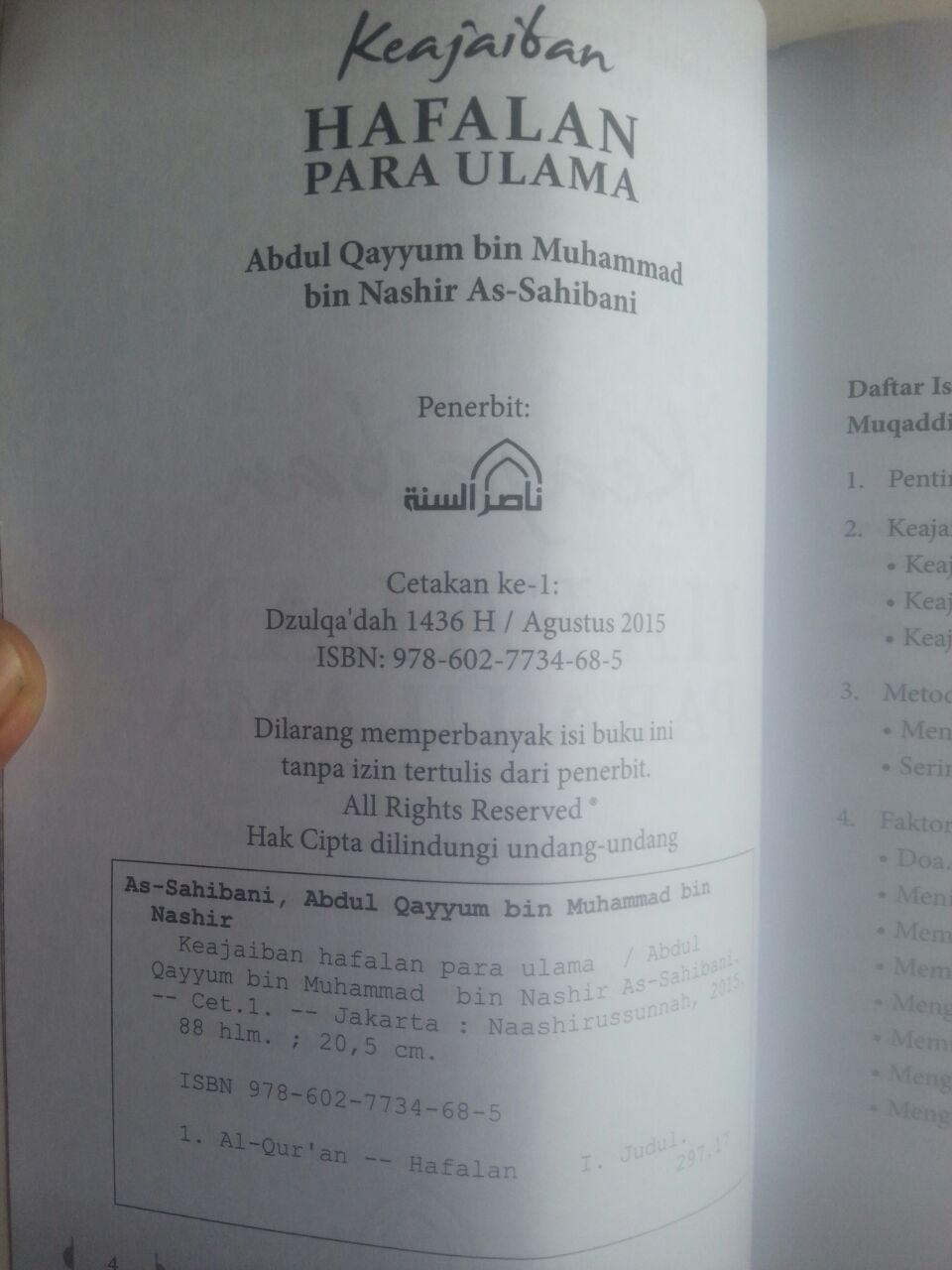 Buku Keajaiban Hafalan Para Ulama isi