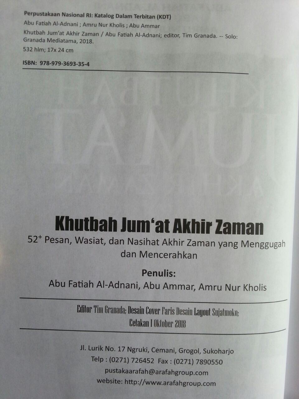 Buku Khutbah Jum'at Akhir Zaman 52 Pesan Wasiat Nasihat Menggugah isi 2