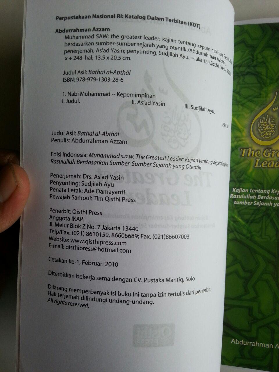 Buku Muhammad The Greatest Leader Kajian Kepemimpinan Rasulullah isi