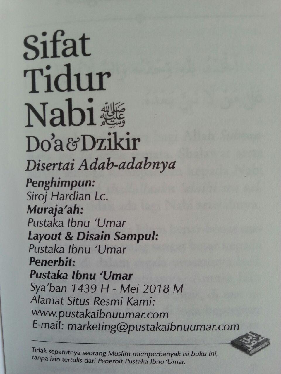 Buku Saku Sifat Tidur Nabi Doa Dan Dzikir Disertai Adabnya isi 2