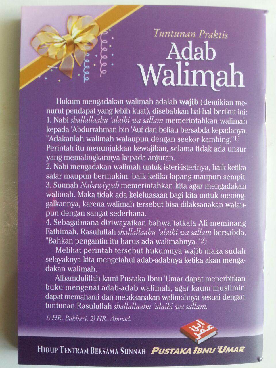 Buku Saku Tuntunan Praktis Adab Walimah Menurut Qur'an Dan Sunnah cover